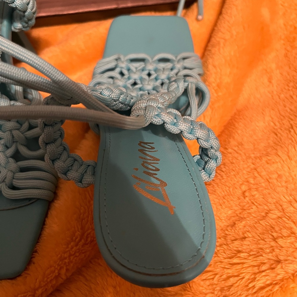 Liliana Turquoise Braided Sandals - Picture 9 of 10